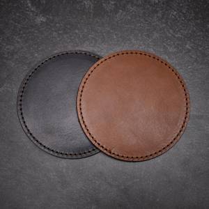 Real Leather <b>Coasters</b> Set with <b>Cork</b> Lining Non Slip Table Mat Genuine Cowhide Cup Pad Custom Design Bulk GLC-0141 - Product Image 5