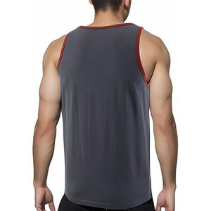 Débardeur gris sans manches pour homme, col rond, en coton respirant, décontracté, pour l'entraînement, couleur unie, tricoté, coupe ajustée - Product Image 6