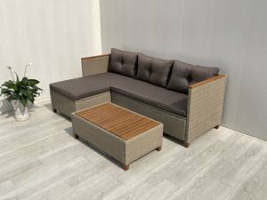 Conjunto de Sofás de Exterior Modernos de Mimbre y Ratán con Cojines de Poliéster y Madera de Acacia para Villa, Sala de Estar, Dormitorio, Apartamento, Hotel - Product Image 4