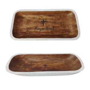 <b>Large</b> Vintage Brown Wooden Prayer Dough Bowl Rustic Religious Christian Cross Engraved Home Decor Art Christmas Church <b>Candle</b> - Product Image 5