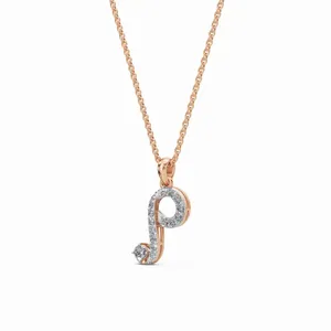 Collier pendentif lettre P en diamant de laboratoire, chaîne à maillons, 16 pièces, or rose 18 carats, bijoux de fiançailles pour femmes, pour les acheteurs en gros - Product Image 2