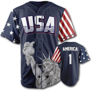 เสื้อเบสบอล USA แบบพิมพ์ลายเต็มตัว ซับลิเมชั่น แขนสั้น สีเทา ลายธงชาติอเมริกา ลายเทพีเสรีภาพ ผ้าโพลีเอสเตอร์ 100% - Product Image 4