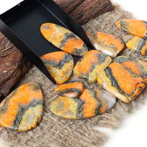 พลอยแจสเปอร์บัมเบิลบีสีเหลืองธรรมชาติคุณภาพสูง รูปทรงคาโบชอง ขนาด 20-35 มม. เปลี่ยนสีได้ ด้านหลังแบน สำหรับทำเครื่องประดับ - Product Image 3