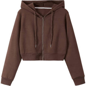 High Quality New Arrival Cotton <b>Women</b> Crop <b>Top</b> Hoodie 100% Cotton Long Sleeve Casual Clothing Fashion Crop Hoodies - Product Image 1