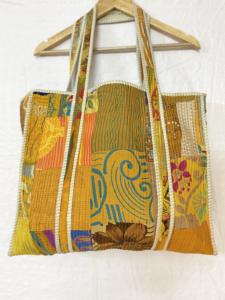 Bolsa de Compras Reutilizable Ecológica, Ligera, Abierta, de Seda Vintage Hecha a Mano, para Mujer, FABRICATEFIZZ, Étnica, India, Acolchada - Product Image 5