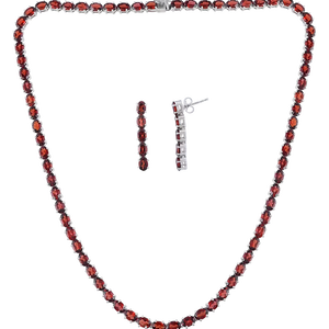 Garnet <b>Necklace</b> <b>Set</b> in 92.5 Sterling <b>Silver</b> KLSS-40219 - Product Image 1