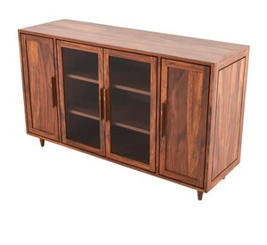 Wholesale Mid Century Modern Solid Wood <b>Sideboard</b> 4 Door Glass Buffet Cabinet Dining Room Credenza | Pindel Handicraft - Product Image 3