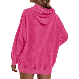 Sudadera con capucha de estilo urbano con lavado ácido y efecto desgastado para mujer, nueva llegada, diseño elegante personalizado, talla grande, precio al por mayor - Product Image 4