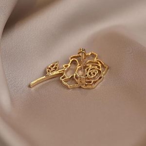Broche en métal en forme de rose pour femme, élégante, florale, pour robes, manteaux, blazers, foulards - Product Image 5