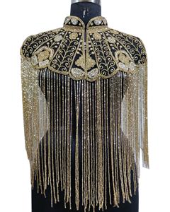 เสื้อเบลาส์สั้นทรงสวยหรู ระบายอากาศได้ดี ตกแต่งด้วยลูกปัดลายดอกไม้สไตล์วินเทจ ปักมืออย่างประณีต เหมาะสำหรับฤดูร้อน ไซส์พลัส รับผลิตแบบ ODM - Product Image 1