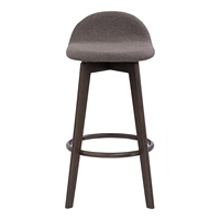 Taburete de Bar Moderno con Estructura de Madera Alta y Asiento Acolchado de Tela con Respaldo Bajo para Dormitorio, Hotel o Comedor