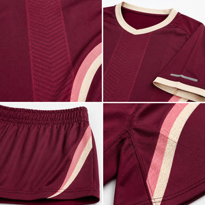 OEM Custom Futsal Teamwear Men’s Burgundy Jersey <b>Shorts</b> Lightweight <b>Polyester</b> Match Training Uniform - Product Image 4