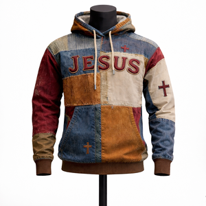 Sweat-shirt à capuche vintage brodé patchwork, streetwear pour hommes et femmes, vêtements décontractés - Product Image 1