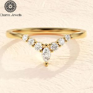 Bague de fiançailles Charm_Jewells pour femme en or massif 18 carats plaqué or rose, sertie d'un moissanite taille poire, style romantique - Product Image 2