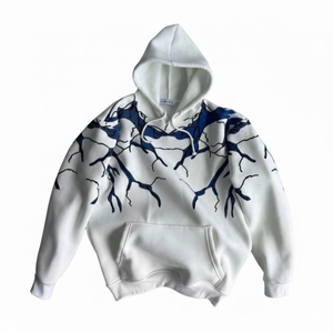 Sweat à capuche oversize blanc personnalisé pour homme – Polyester/Coton respirant et imperméable, style streetwear, vente en gros - Product Image 1