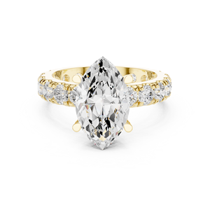 Bague de fiançailles pour femme en or blanc avec diamant taille triangle, sertissage pavé, style classique - Product Image 3