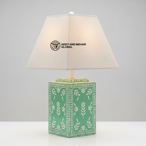 Handcrafted Bone Inlay <b>Table</b> <b>Lantern</b> with Floral Pattern Luxury Bedside Light Traditional Indian Art Decorative Desk <b>Lamp</b> - Product Image 1