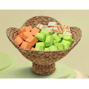 Wholesale Water Hyacinth Scalloped Serving Trays Woven <b>Cake</b> Stand for Appetizers and Desserts from Vietnam - Product Image 2