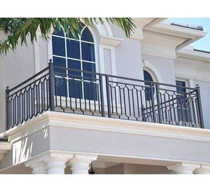 Traditional wrought iron balcony railing; easy to install on the floor, weather-resistant, and rust-<b>proof</b>. - Product Image 2