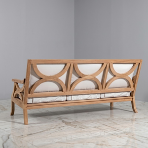 Canapé de jardin en teck en gros, mobilier de patio moderne avec dossier circulaire en bois, fourniture directe d'usine pour projets OEM - Product Image 4