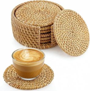 Ensemble de sous-verres en rotin naturel, vente en gros, sous-verres tissés à la main, vaisselle écologique, décoration de la maison, directement de l'usine - Product Image 1