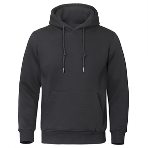 Sudadera Casual de Forro Polar para Hombre con Hombros Caídos, Color Sólido y Corte Holgado, Estilo Urbano, Sudadera con Capucha Cálida para Invierno - Product Image 2