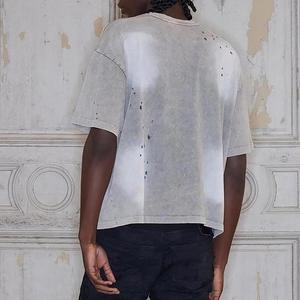 Camiseta Gris Premium con Efecto Desgastado Vintage, Oversize, de Algodón Pesado, con Logotipo Personalizado, Venta al por Mayor, Fabricante OEM, Alta Calidad - Product Image 6