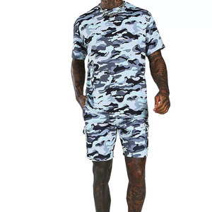 Ensemble deux pièces pour homme, été, style streetwear, chemise et short en coton uni, avec logo personnalisé, taille élastique, respirant. - Product Image 5