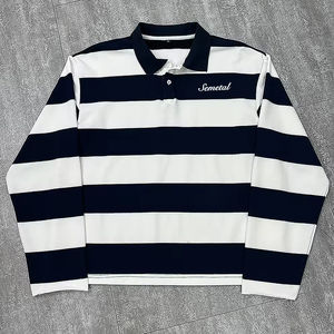 เสื้อโปโลชายปักโลโก้ตามสั่ง ผ้าฝ้าย 100% ลายทาง ติดกระดุม แขนยาว เสื้อยืดหนาสำหรับผู้ชาย - Product Image 6