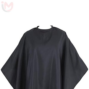 IMANS ENTERPRISES Cape de coiffure confortable en polyester résistante à l'eau, tablier de coupe de cheveux noir pour barbier - Product Image 2