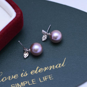 Boucles d'oreilles en argent Zhuji S925 avec perles d'eau douce de 8-9 mm, style simple et tendance, design plat et large, transfrontalier - Product Image 3