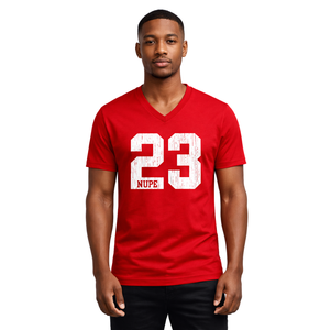 T-shirt à col en V Kappa Alpha Psi numéro 23, vêtements de fraternité grecque avec motif audacieux, confort premium et coupe élégante - Product Image 1