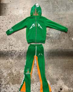 Ensemble sweat à capuche et pantalon de survêtement vintage 100 % coton épais, broderie logo personnalisée, survêtement d'hiver XL - Product Image 1