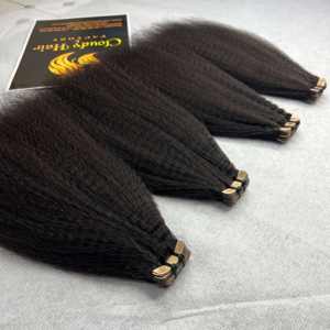 CDYHAIRVN 40 pièces Extensions de cheveux naturels à bandes adhésives invisibles, textures : Lisse crépu, Lisse Yaki, Ondulé, Bouclé Jerry, Texture épaisse - Product Image 2