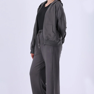 Ensemble 2 pièces pour femme : sweat à capuche et pantalon large, coupe décontractée, survêtement uni en molleton, tenue toutes saisons - Product Image 2