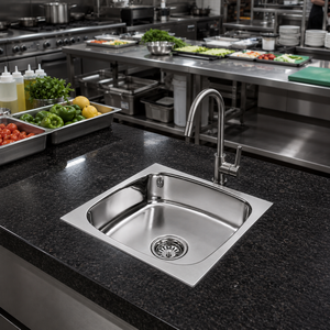 Stainless Steel Countertop Single Bowl <b>Kitchen</b> <b>Sink</b> Square Shape Oval Bowl Basin Polished Surface - Product Image 5