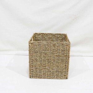 Hot Selling Handwoven Seagrass <b>Cube</b> <b>Basket</b> Closet Storage Bin Built In Handles - Product Image 2