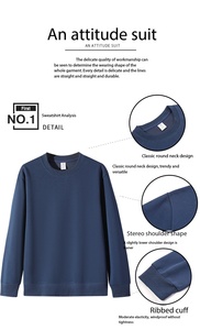 ชุดเซ็ตเสื้อสเวตเชิ้ตผ้าฝ้ายคอตตอน OEM แบบ unisex คอกลม แขนเสื้อแบบดรอปโชว์เดอร์ ทรงหลวม สีพื้น ชุดลำลองสองชิ้นสำหรับฤดูใบไม้ร่วง ชุดลำลองผู้ชาย - Product Image 2