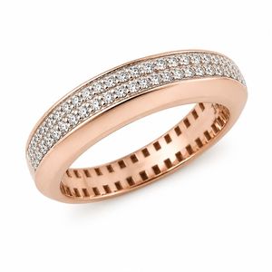 Anillo de Eternidad para Hombre en Oro Rosa de 18 Quilates con Micro Pavé de Circonita Cúbica, Delgado, Pulido, Apilable, para Bodas, Fiestas, Uso Diario, Regalo, Joyería - Product Image 2
