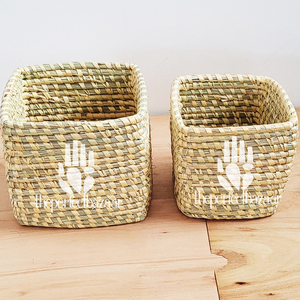 Jardinera cuadrada de hierba Munj natural, personalizable en capacidad y peso, para jardín, hogar y uso en múltiples superficies. - Product Image 1