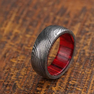 Anillo de Compromiso de Acero de Damasco, Joyería Artesanal Hecha a Mano, Diseño Personalizado para Hombres y Mujeres, Anillo de Acero de Damasco Hecho a Mano - Product Image 6