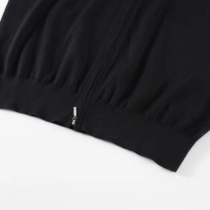Custom 100% Wool <b>Black</b> Mens Zipper Sweater Double Zip up Knit <b>Cardigan</b> Sweater Knit Jacket for Man - Product Image 2