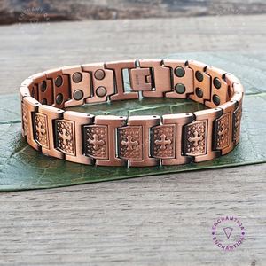 Pulsera Magnética de Cobre Sólido con Cruz de Jesús para Hombre y Mujer, Estilo Antiguo en Tono Cobre - Product Image 1