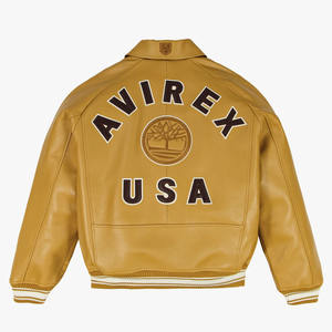 Chaqueta de Cuero Avirex para Hombre al Mejor Precio, Chaqueta de Invierno Premium de Cuero Genuino, Resistente al Viento e Impermeable, Teñido Liso, Todas las Tallas Disponibles - Product Image 6