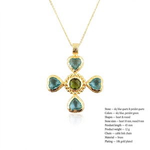 Collar Minimalista con Cruz de Cuarzo Hidrotermal, Chapado en Oro de 18k, Diseño de Crucifijo, Regalo Religioso - Product Image 1