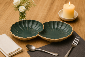 Luxury <b>Ceramic</b> Classic Design Eco-Friendly Dry Fruit Serving <b>Plate</b> with Dual Compartments - Product Image 2