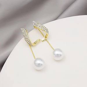 Nouvelles boucles d'oreilles pendantes en perles d'eau douce Edison de 10-11 mm, design français, rondes et légèrement imparfaites - Product Image 2