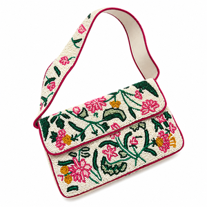 Sac à bandoulière en verre perlé floral fait main, sac à main brodé pour femme, pochette de créateur, vente en gros OEM ODM - Product Image 1