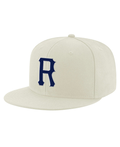 Sporty Style Custom Cream 6-Panel <b>Baseball</b> <b>Cap</b> With <b>Navy</b> Blue 3D Embroidered Logo Front Panel Unisex Casual Fitted Hat - Product Image 1