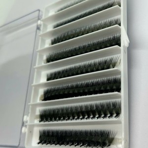 ขนตาปลอมแบบกลุ่ม ต่อขนตาแบบเร็วพิเศษ ทำด้วยมือจากเส้นใยสังเคราะห์  ขนตาสำเร็จรูป  ยาวเป็นธรรมชาติ  ความยาวคละแบบ  งอนสวย  สีดำด้าน  รับทำโลโก้ตามสั่ง - Product Image 3